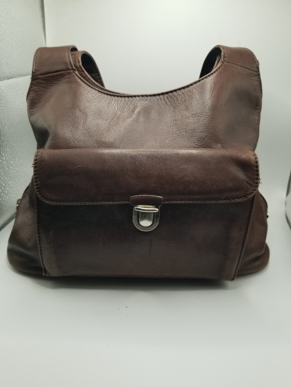 Preston & York Brown Leather Shoulder Bag Organizer Purse